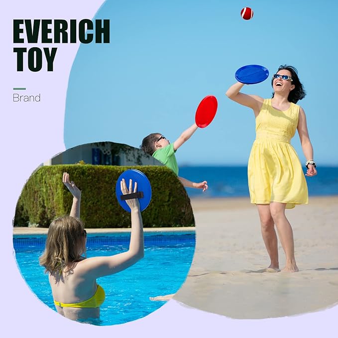 EVERICH TOY Upgraded Toss and Catch Ball Game Set, Kids Toy Stocking Stuffers for Boys Girls Ages 3-12, Includes 2 Paddles 2 Sticky Balls, Water-Resistant Indoor Outdoor Toy for Beach Pool Yard