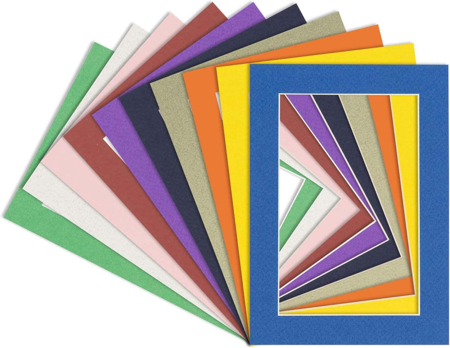 5.5x8.5 Mat for 8.5x11 Frame - Precut Mat Board Acid-Free Show Kit with Backing Board, and Clear Bags Mixed Colors 5.5x8.5 Photo Matte For a 8.5x11 Picture Frame Matboard for Framing, Pack of 100 Mats