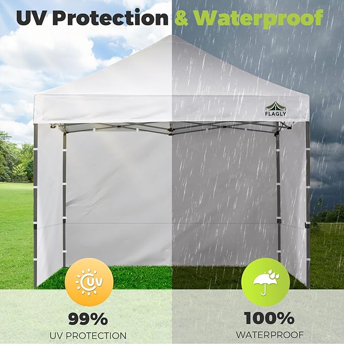 Instant Canopy Sidewalls for 10x10 Pop Up Canopy Tent, 300D Waterproof Material for Outdoor Events, Vendor Booths, and Privacy (Sidewalls Only, Canopy Not Included) (White, 10x10ft-4pcs)