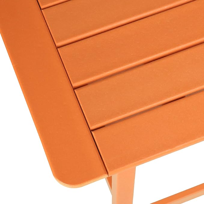 Costaelm Outdoor Bar Table, 37" Counter Height Square Patio Cocktail Bar Table with Umbrella Hole, Patio Bistro Dining Pub Table for Front Porch Deck Backyard Garden, Orange