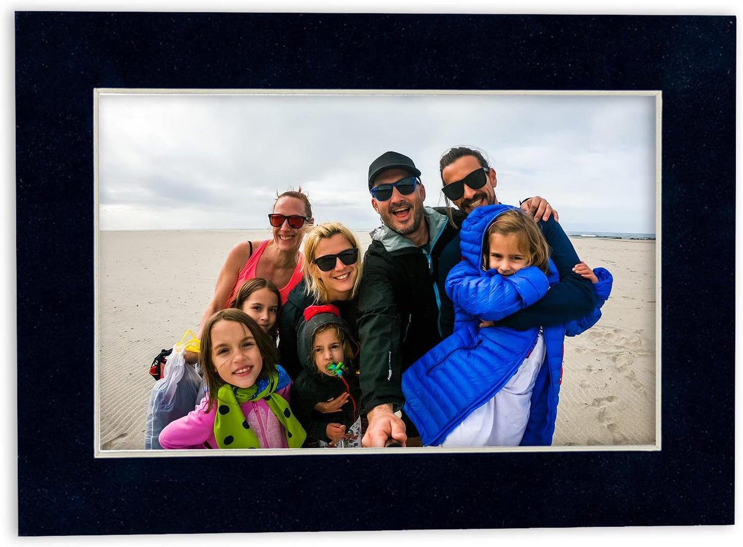 11x14 Mat Bevel Cut for 8.5x11 Photos - Acid Free Navy Suede Precut Matboard With Backing Board and Crystal Clear, Self Seal Mat Bag - For Pictures, Framing - 4-ply Thickness