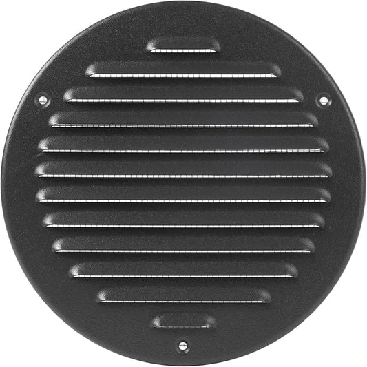 Round Ventilation Grille / 6'' Inch Inside Measurement/Black Metal Air Vent Louver - Inside/Outside use - / 7.25" Inch Outer Measurement
