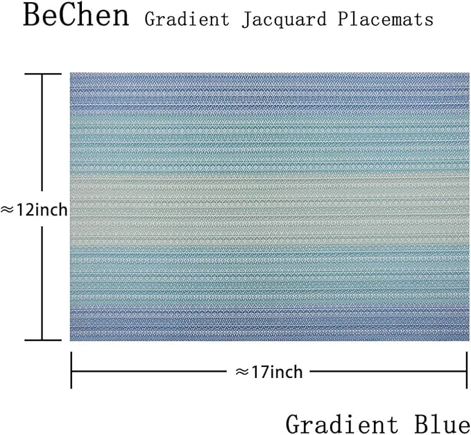 Plastic Placemats,Non Slip Washable Placemats for Dining Table Wipe Clean Table Mats Set of 6(Blue)