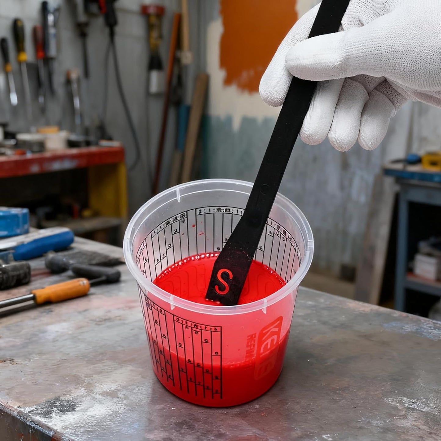 100 Pack Paint Mixing Cups by KEHE REFINISH,18 oz (550ml),Disposable or Reusable Plastic Measuring Cups with Lids for Liquids, Paints, Resin, Epoxy, Art,Ratios 1:1,2:1, 3:1, 4:1,5:1,6:1,7:1,8:1