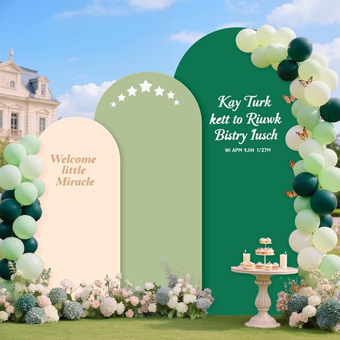 MODFUNS Wedding Arch Cover Set of 3 4ft 5ft 6ft Spandex Arch Cover Mixed Color Fitted Arch Backdrop Stand Covers Chiara Arch Covers Stretchy Backdrop for Birthday Party Reception Baby Bridal Shower