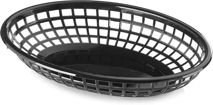 New Star Foodservice 44140 Fast Food Baskets, 9 1/4-Inch x 6-Inch Oval, Set of 12, Black