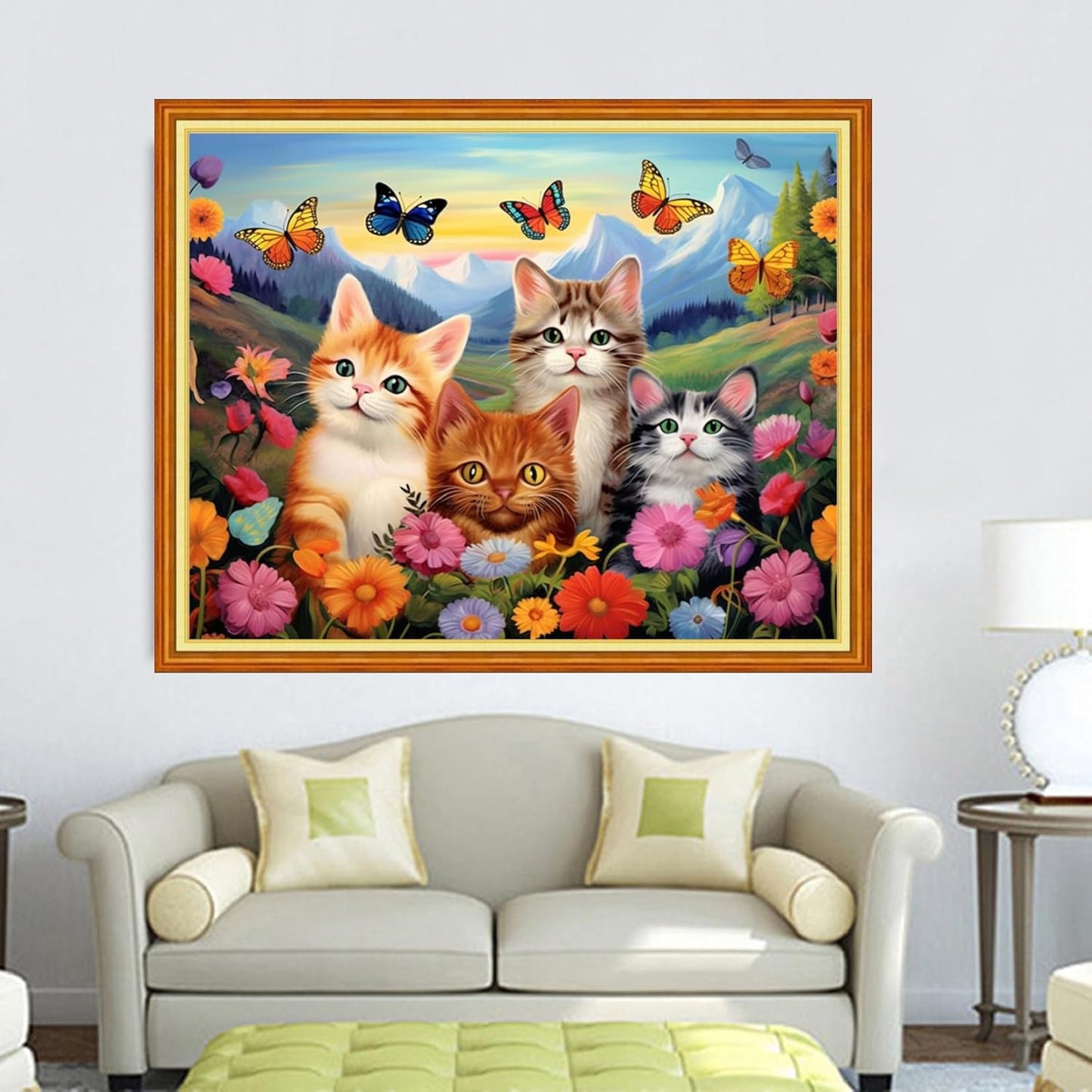 DMCVIVR Stamped Cross Stitch Kits for Adults Beginners Embroidery Kits 11CT Needlepoint Kits Cross Stitch Patterns Embroidery Patterns-Family of Cute Cats 16x20 inch