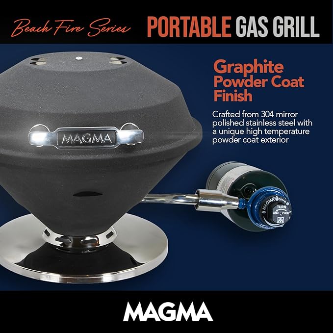 Magma C10-105-G Graphite Beach Fire Gas Grill | Portable Gas BBQ | Compact Propane Grill | Stylish Outdoor Cooker