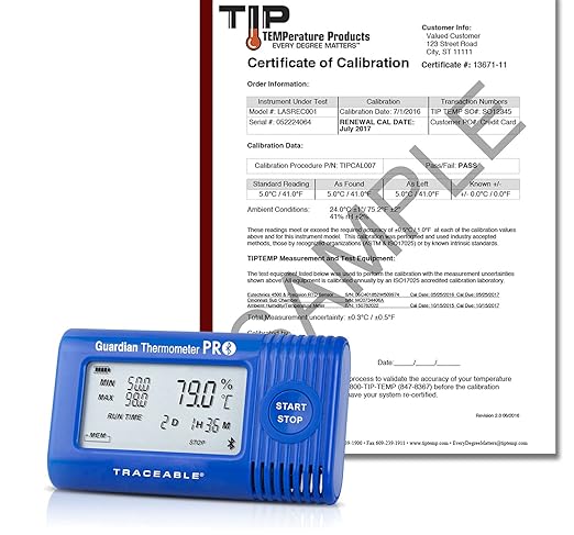 Guardian Thermometer PRO Bluetooth Temperature Data Logger, Internal Temperature Sensor, NIST Traceable Calibration Included, Configure and Download with Free App