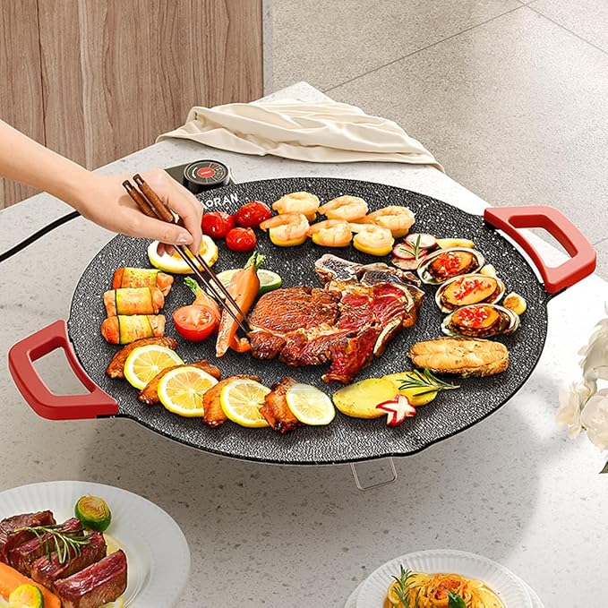 AORAN Indoor Grills Electric Smokeless – Nonstick Electric Griddle for Indoor Use, Compact & Versatile Cooking for Steaks, Pancakes, and BBQ
