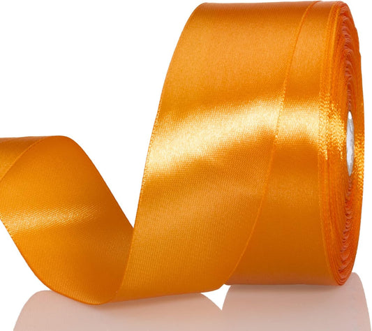 1 1/2 Inch Orange Solid Satin Ribbon, 50 Yards Craft Fabric Ribbon for Gift Wrapping Floral Bouquets Wedding Party Decoration