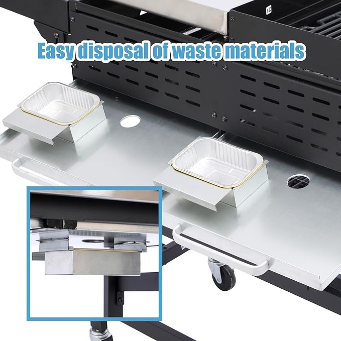 2-Burner Hybrid Grill with Flat Top, 38200 BTU for Backyard & Patio, Perfect for BBQ and Teppanyaki, Features Large Cooking Area & Durable Enamel Construction (2+2 PLANCHA)