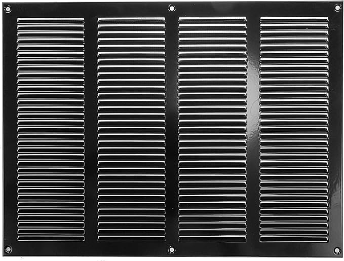 Repa Market 2-Pack Air Vent Cover 16x12 Inch (Outer Dimensions) Black Galvanized Steel Louvered Grill Cover with Mesh Screen/Wall or Ceiling Vent/HVAC Register for Indoor and Outdoor Ventilation