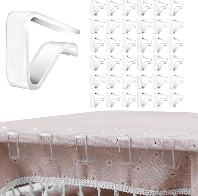 36 Pieces Clear Tablecloth Clips, Durable Plastic Table Cover Holders, Windproof Transparent Clamps for Securing Tablecloths Indoor Outdoor Party, Wedding, Christmas Event, Picnic, Camping(36, Large)