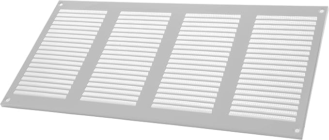 Vent Systems 16'' x 8'' Inch (Overall Dimensions) White Metal Air Vent Cover - Louvered Rectangular Return Grill with Built-in Protective Mesh Screen - HVAC Ventilation Grille for Home Improvement