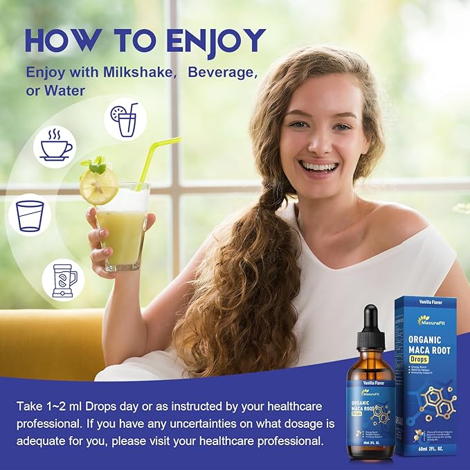Maca Root Ashwagandha Liquid Drops - Maca and Ashwagandha Supplements with Goji Berry,Ginger Extract,L-Arginine and Magnesium Enhanced Energy 2 fl oz