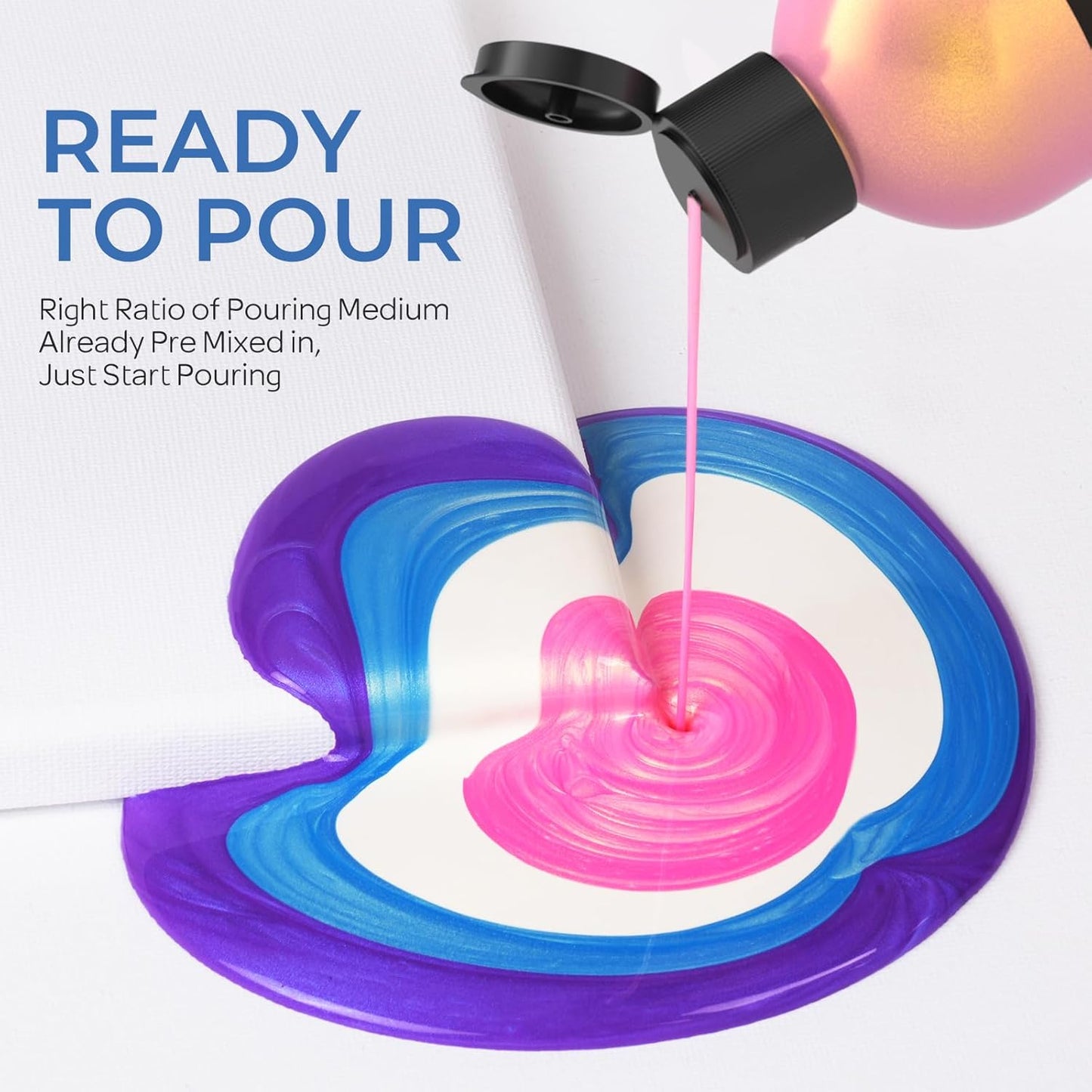 Nicpro 8 Colors Iridescent Metallic Acrylic Pour Paint Supplies Kit, 8.45oz Large Ready to Pour Premixed High Flow Pouring Paint Set with Silicone Pouring Oil, Gloves, Instructions for Beginner DIY