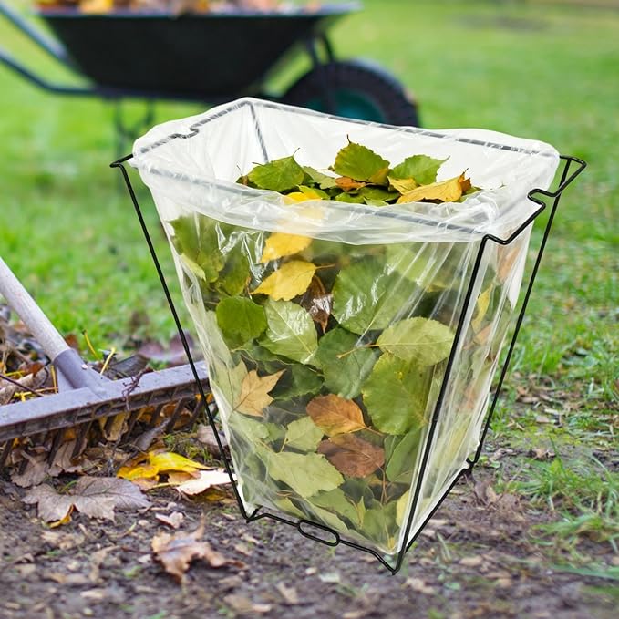 Trash Bag Holder Heavy Duty Kitchen Cabinet Iron Black Outside Camping Bathroom Yard Leaf Bags Stand Garbage Bag Holder Frame