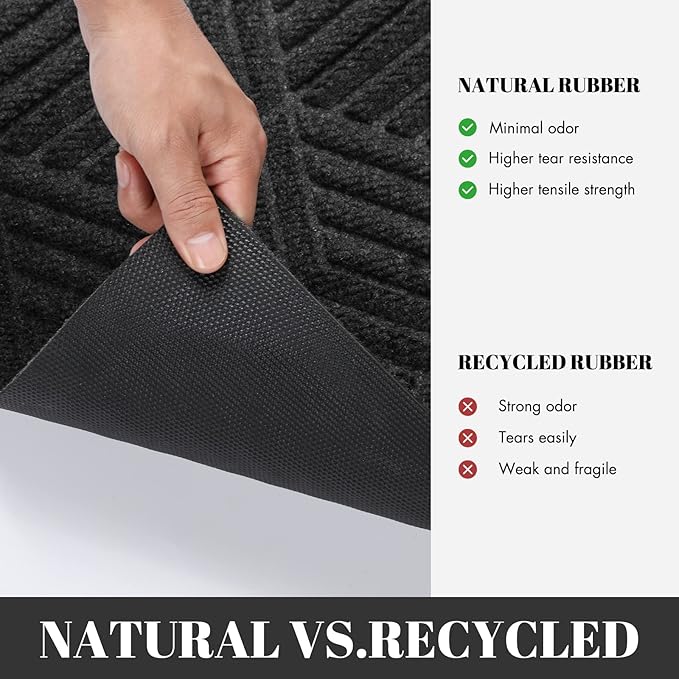 Yimobra Door Mats Outdoor 29.5x17, All-Season Waterproof Outdoor Mats for Front Door Entrance with Drainage Holes, Heavy Duty Non-Slip Doormat for Garage Patio Entryway Indoor, Black