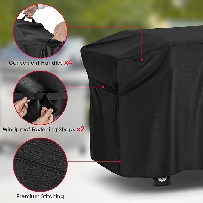 Unicook 5483 Griddle Cover for Blackstone 28 Inch Cooking Station with Hood, Outdoor Flat Top Grill Griddle Protector, Waterproof Vinyl Exterior with Polyester Lining, All Weather Protection BBQ Cover