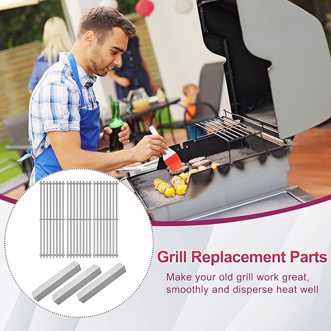 95051 Stainless Steel Heat Plate and 19.75" Cooking Grill Grate Replacement Parts for Chargriller Charcoal 3001, 3008, 3030, 4000, 5050, 5252, 5650,9020 Gas Grill