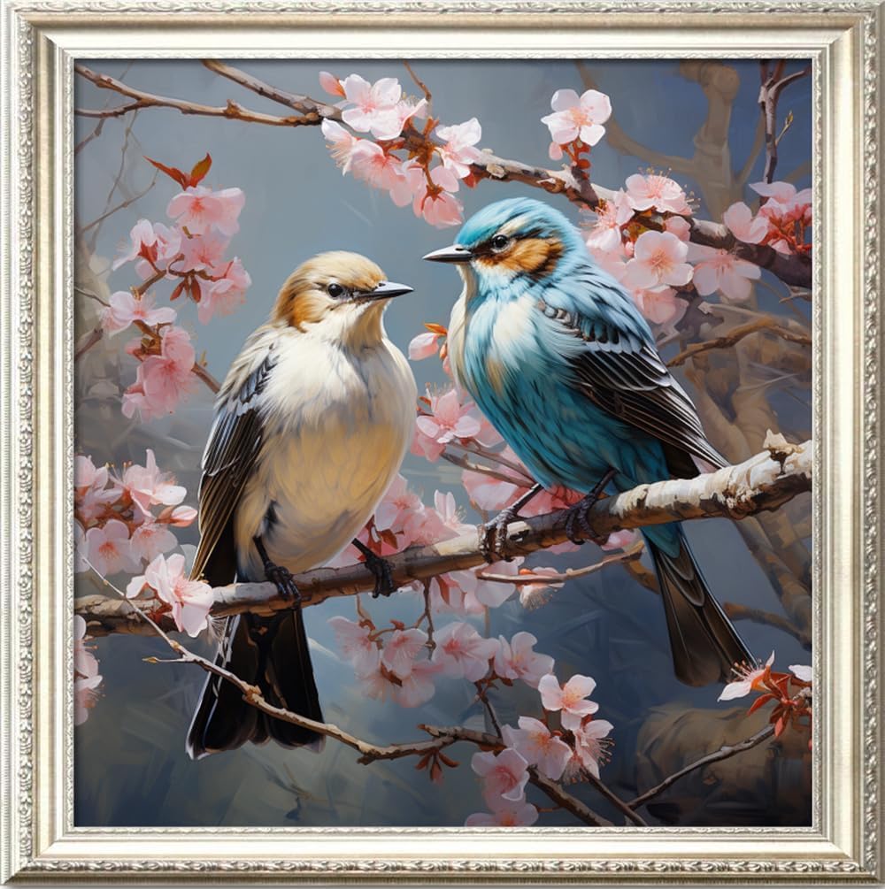 Leczany Cross Stitch Stamped Kit for Adults or Kids - Two Brid | DIY Embroidery Starter Patterns Craft Kit Needlepoint for Beginner | 11CT, 3 Strands | 19.7x19.7 inches