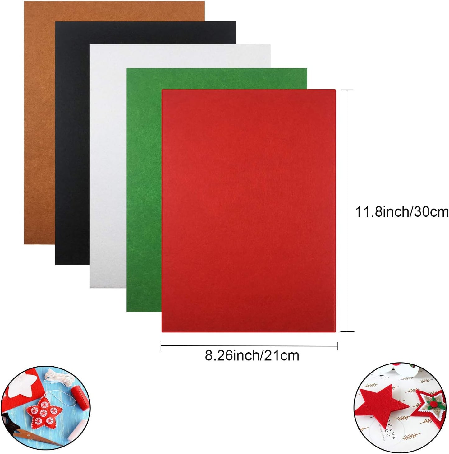 Weabetfu 16 Pieces Christmas Felt Fabric Sheets,5 Colors Craft Felt Sheets for DIY Christmas Decoration,DIY Patchwork Sewing Crafts