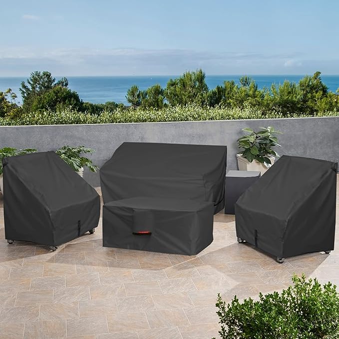 Porch Shield Patio Fire Pit Cover - Waterproof 600D Outdoor Rectangular Fire Table Cover Deck Box Protector - 48 x 24 inch, Black