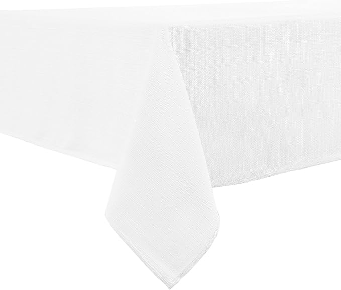 BALCONY & FALCON Rectangle Tablecloth Washable Wrinkle Resistant and Water Proof Table Cloth Decorative Linen Fabric Tablecloths for Dining Parties Kitchen Wedding and Outdoor Use (White, 55x95)