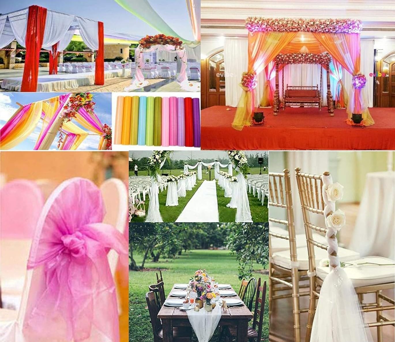 Organza Fabric 5 Yard Bridal Solid Sheer Organza Fabric Bolt for Wedding Dress, Fashion, Crafts, Decorations Silky Shiny Organza 44" - (5 Yard, Apple Red)