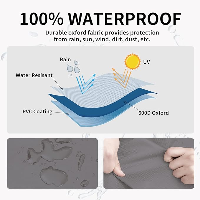 Easy-Going Outdoor Ottoman Cover, Waterproof Heavy Duty Patio Furniture Cover with Padded Handles (2 Pack-25"x25"x17", Gray/Dark Gray)