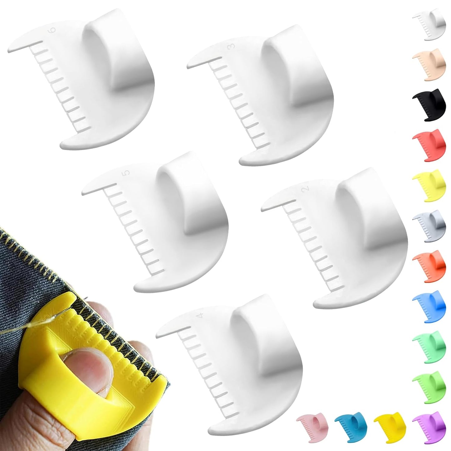 2mm-6mm Seam Guide for Hand Sewing Edge Lockranding Tool 5 PCS Set for Leather/Fabric/Craft Sew, White