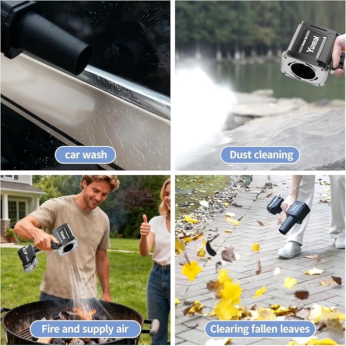 Cordless Leaf Blower with Battery 2×4000mAh and Fast Charger,Electric Small Leaf Blower Lightweight Handheld Design,Garden Blower for Lawn Care,Car Blowing Water, Patio Cleaning Leaves and Dust