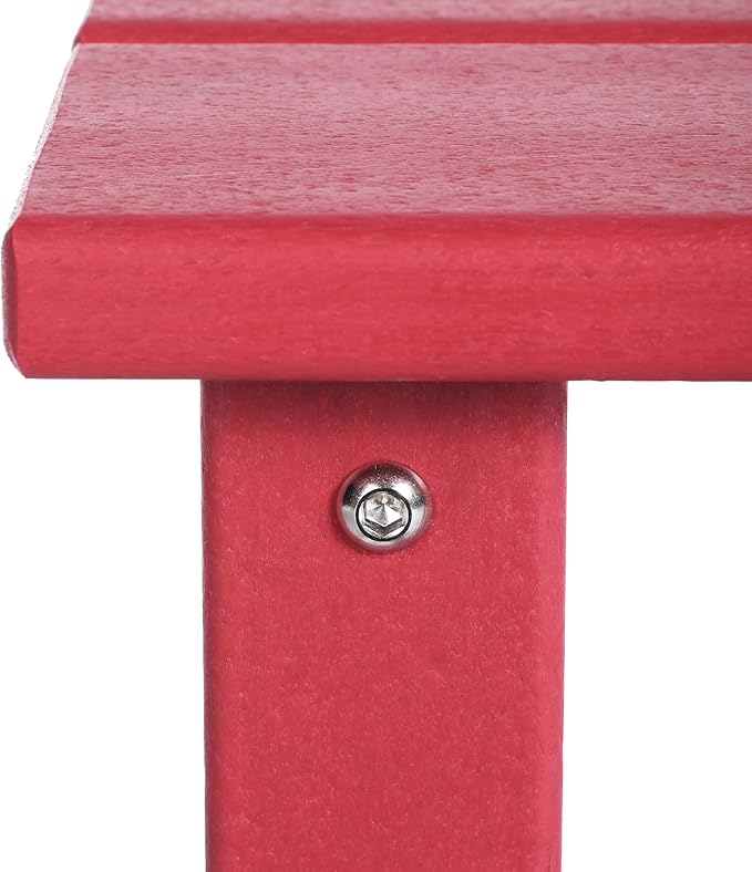Costaelm Kids Outdoor Side Table, Small Patio HDPE Adirondack Square Table, Porch End Table for Outside Pool Garden, Red