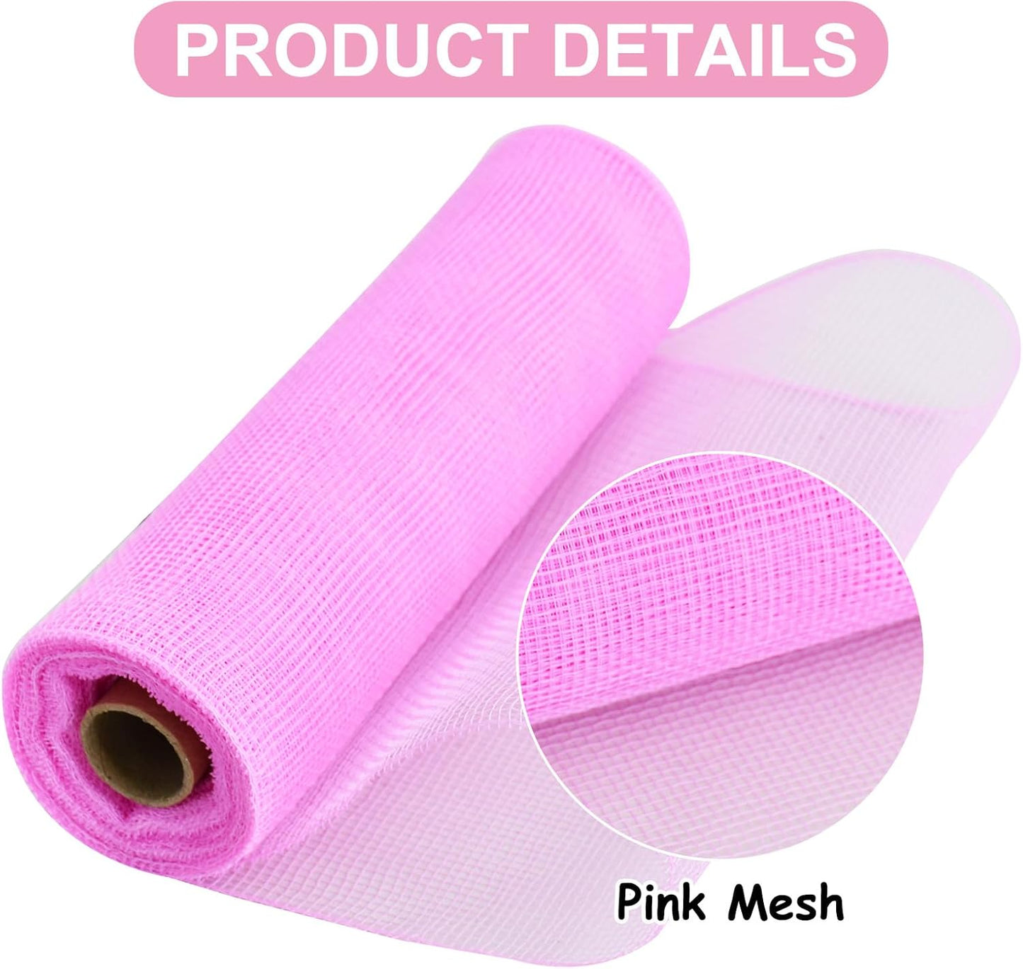TONIFUL 2 Rolls 10 Inch Pink Decorative Mesh Ribbbon Rolls, Fabric Mesh for Mesh Wreath Supplies, Front Door Wreath Crafts Tree Decor Christmas NewYears Halloween Decoration (10 yds/roll)