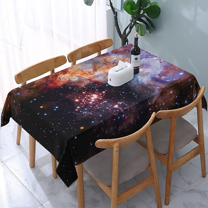 Worltoldb Galaxy Tablecloths Polyester Table Cloth for Kitchen Dinning Table Washable Table Cover for Parties Wedding Picnic