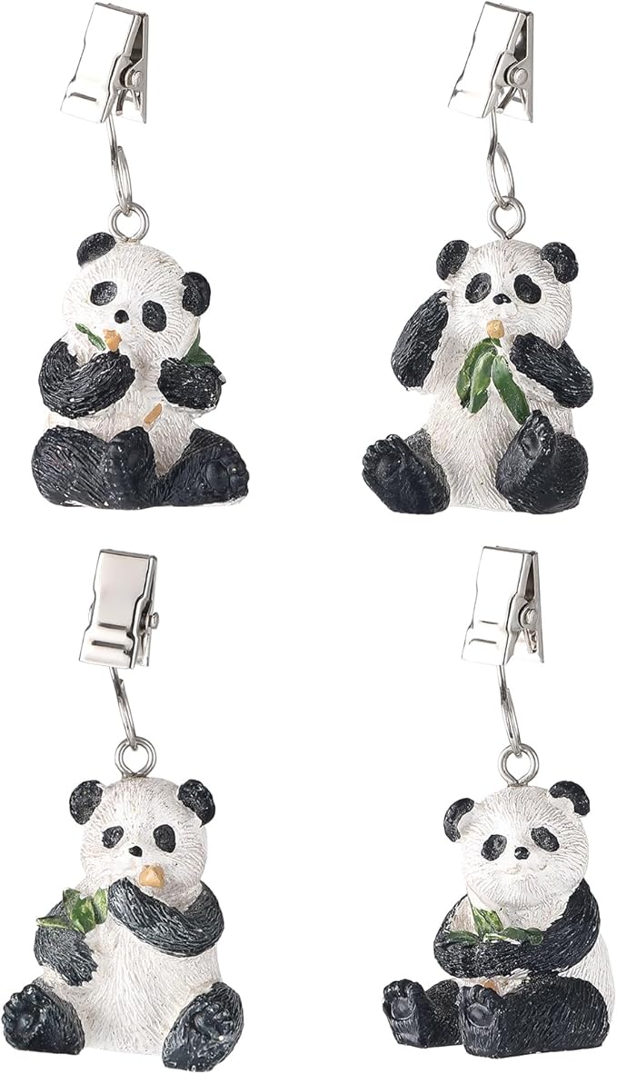 TwoFish Home Set of 4 Panda Resin Tablecloth Weights Clips Panda Handicraft Tablecloth Clamps Pack of 4