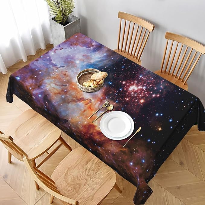 Worltoldb Galaxy Tablecloths Polyester Table Cloth for Kitchen Dinning Table Washable Table Cover for Parties Wedding Picnic
