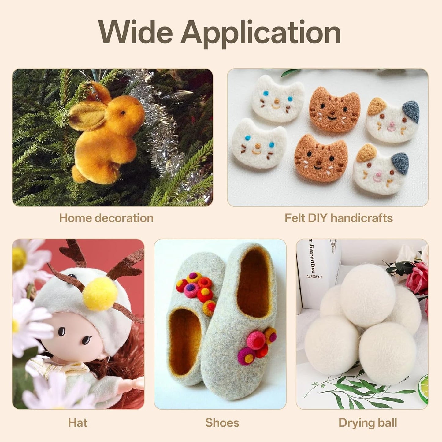 Prasacco 62 Pcs Needle Felting Kit, Felting Kits for Beginners Adult Including 24 Colors Wool Roving, Felt Needles, Felt Pad, Needle Handle, Finger Bed, Keychain, Fake Eyes, Storage Bag, Instruction