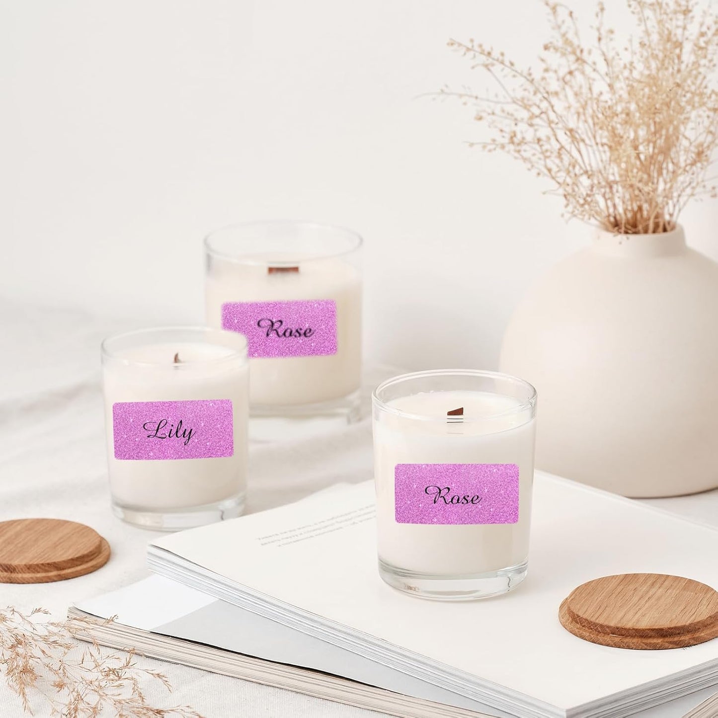 3x2 Inch Holographic Thermal Labels, Glitter Pink Thermal Sticker Labels, Waterproof Thermal Printer Stickers for Price, Barcode, Name, Custom Logo Design, 200 Pcs/Roll