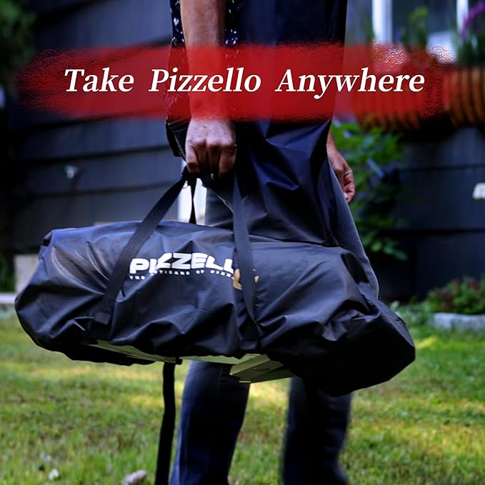 PIZZELLO 13" Outdoor Pizza Oven Propane Wood Fired Outdoor Foldable Pizza Ovens with Gas Burner, Wood Tray Pizza Stone, Pizza Peel, Cover