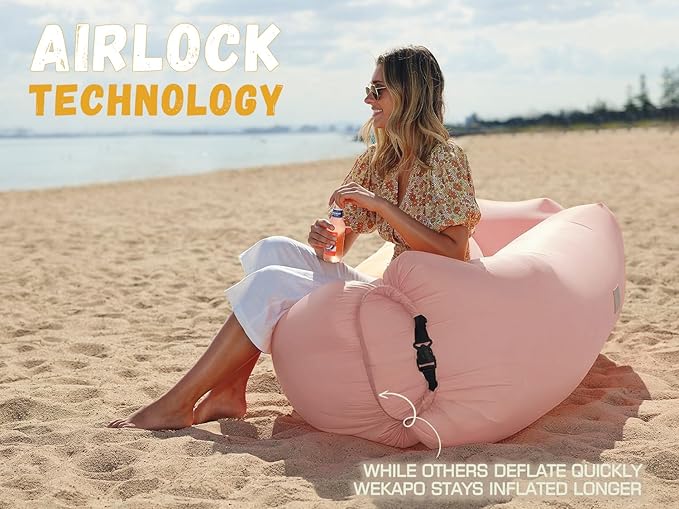 WEKAPO Inflatable Sun Lounger, Air Sofa, Hammock, Portable, Waterproof and Leak-Proof, Ideal for Backyard, Beach, Travel, Camping, Picnics and Music Festivals