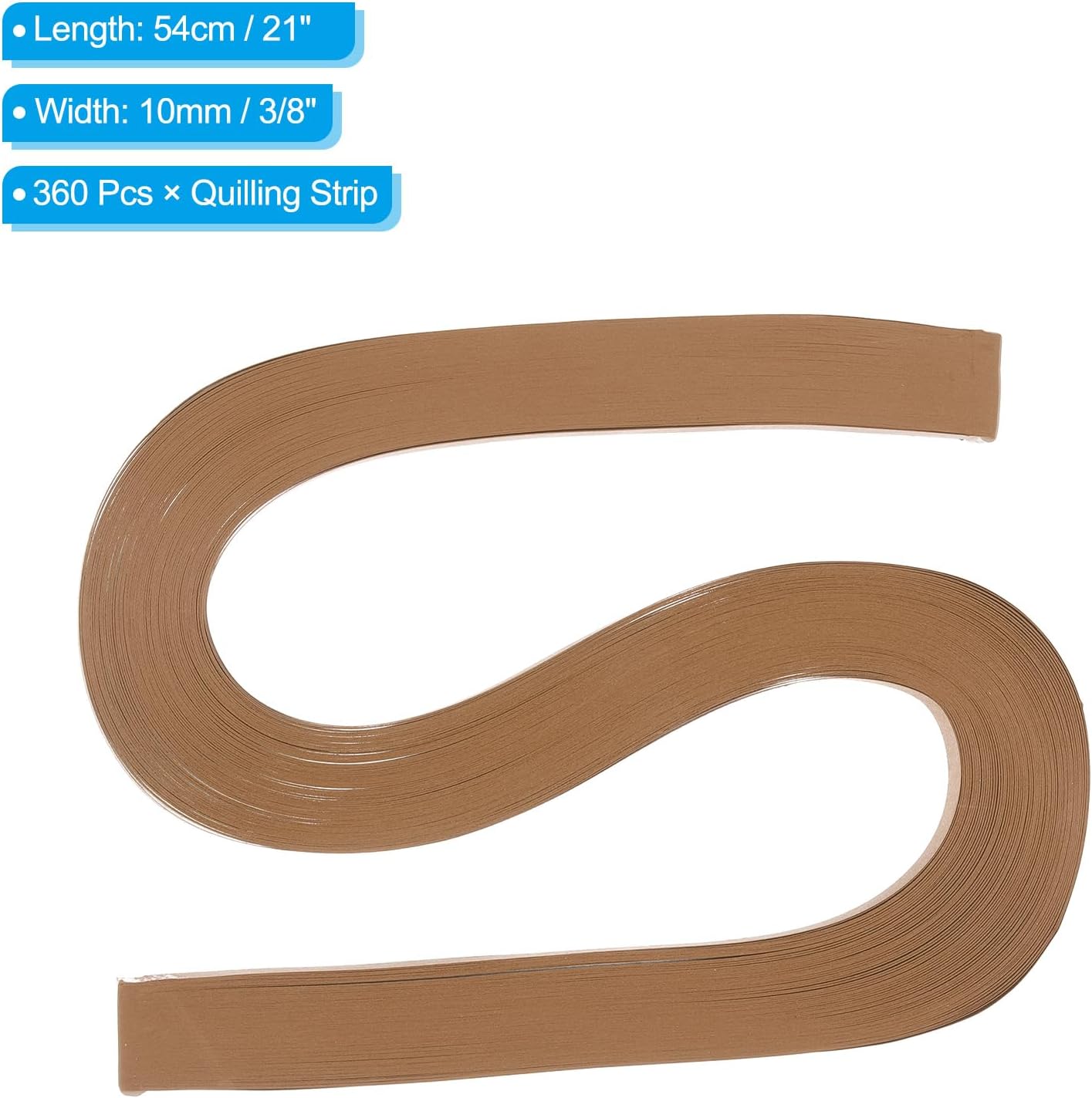 PATIKIL 360pcs Quilling Paper Strips Paper Flowers Quilling Kits 3/8"(10mm) Origami Paper for Adults Beginner Art Craft, 21"(54cm) Light Brown