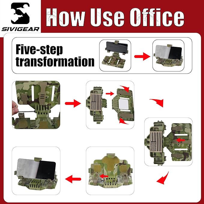 Tactical Phone Holder Available in Full Size Plate Carrier Phone Mount Adjust Nylon Molle Phones Holder for Tactical,Car,Office (CP)