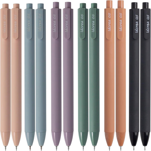 ldcrea Gel Pens 0.5 Fine Tip, Black Ink, Silky Grip, 12 Pack