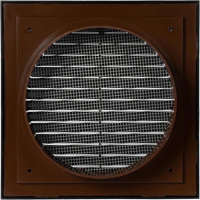 Black 6" Inch Ventilation Grille - Inside/Outside use - (Flange 5.9"Ø/Cover 8"x8") - Air Vent Louver - Exhaust Hood - Available 3 Sizes / 4 Colors.
