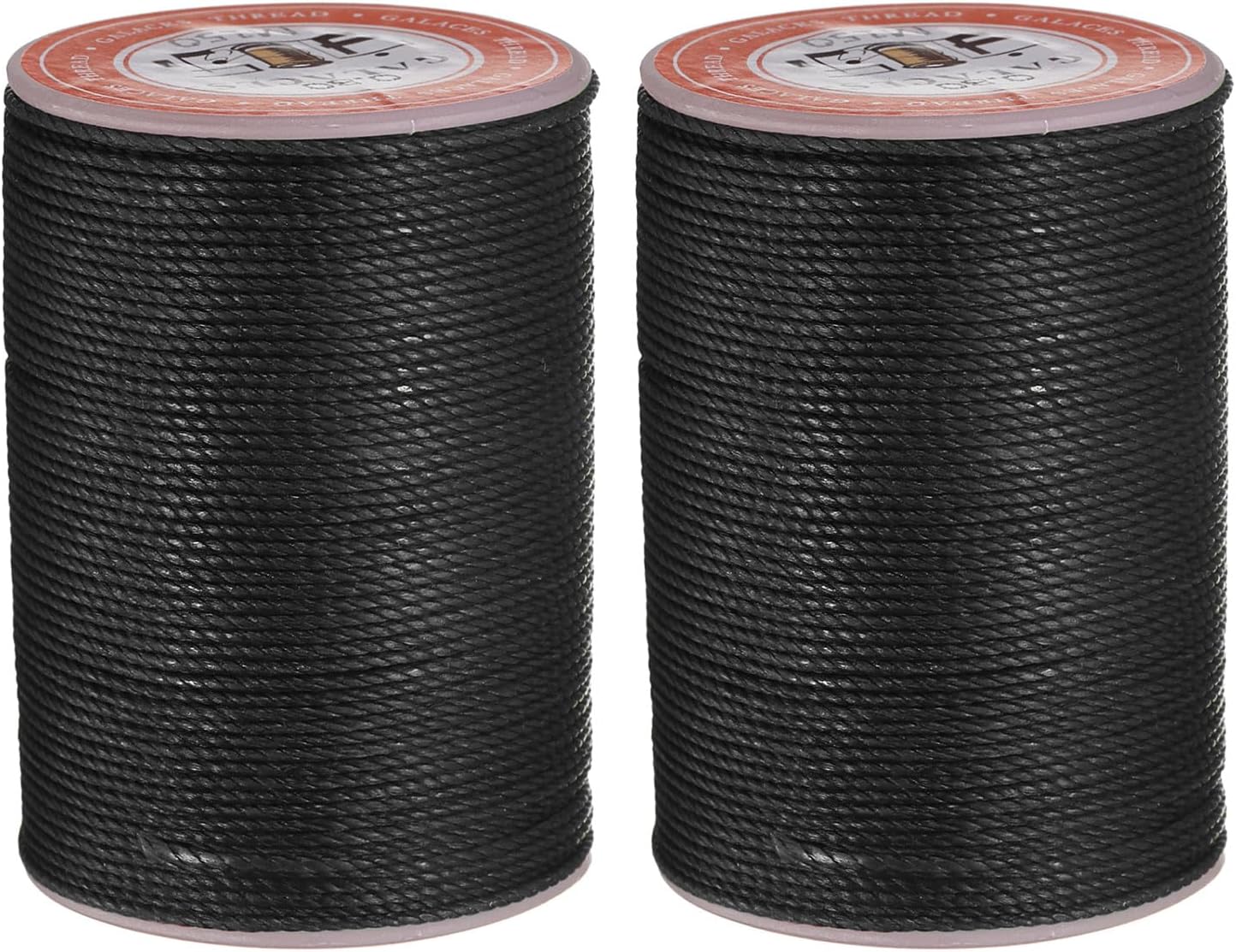 uxcell Round Leather Sewing Waxed Thread, 55m / 60 Yards Polyester Wax String, 0.80mm Wax Stitching Cord for Leather Crafts, Bookbinding, Bracelets Braided, Black, 2pcs