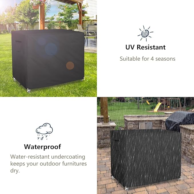 Bitubi 48 Inch Outdoor Prep Table Cover with Split Zipper, Heavy Duty Waterproof Stainless Steel Prep & Work Table Cover for Patio Table - 48''L x 30''W x 35''H (Black)