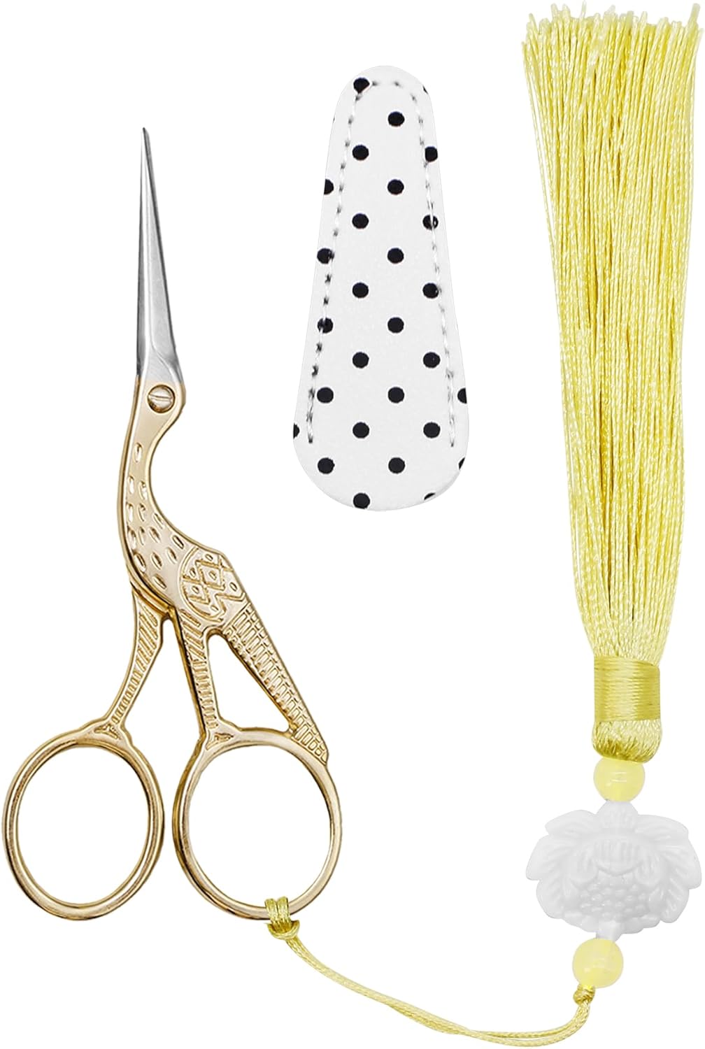 BIHRTC 4.5Inch Bird Sewing Scissors Craft Threading Scissors with Leather Cover Tassel Stainless Steel Scissor for Embroidery Sewing Crafting Needlework DIY Artwork Housework