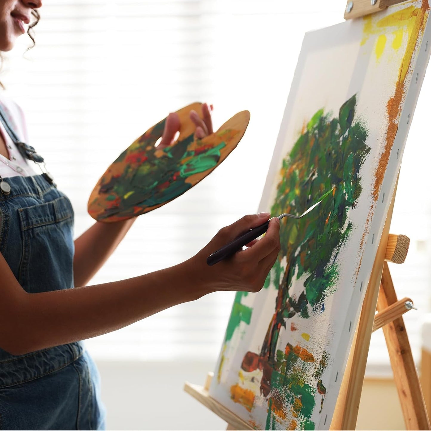 PATIKIL Art Spatula, No.15 27mm Stainless Steel Flexible Palette Knife Painting Knife Painting Spatula Oil Painting Mixing Scraper with Wood Handle for Canvas Acrylic Painting, Brown